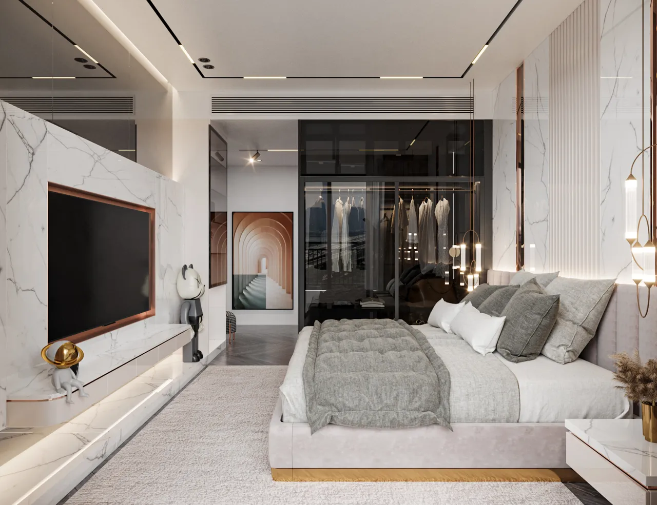 Concept nội thất phòng ngủ master Căn hộ tại Thảo Điền Quận 2 phong cách Hiện đại Modern