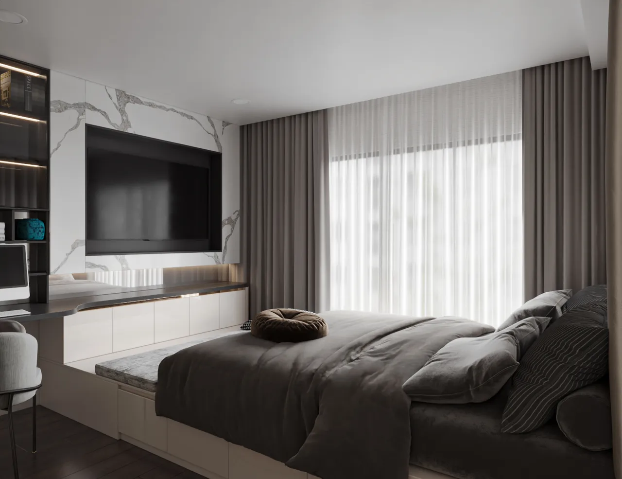 Concept nội thất phòng ngủ Căn hộ duplex D'Lusso Quận 2 phong cách Hiện đại Modern
