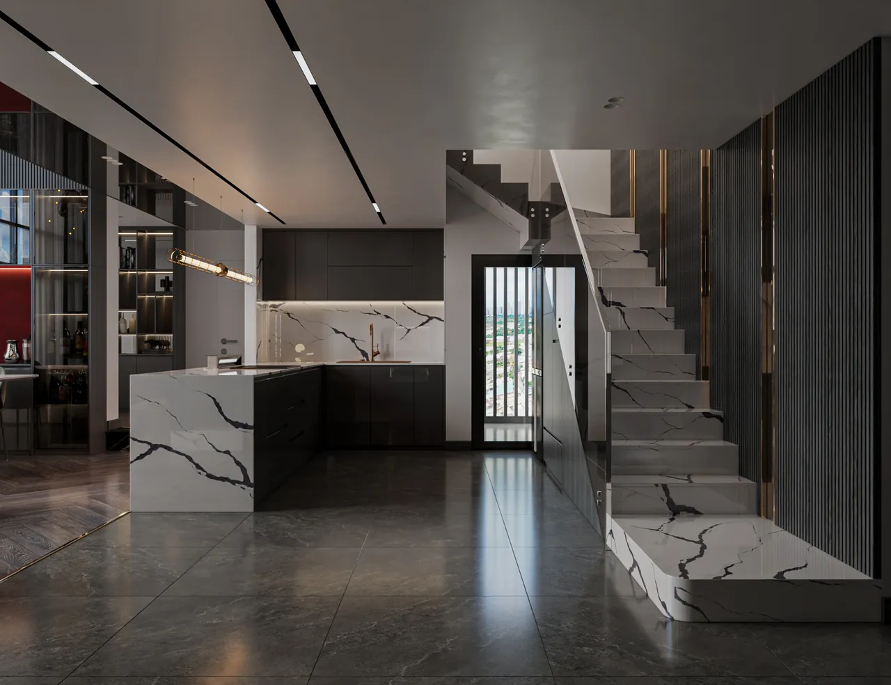 Concept nội thất nhà bếp Căn hộ duplex D'Lusso Quận 2 phong cách Hiện đại Modern