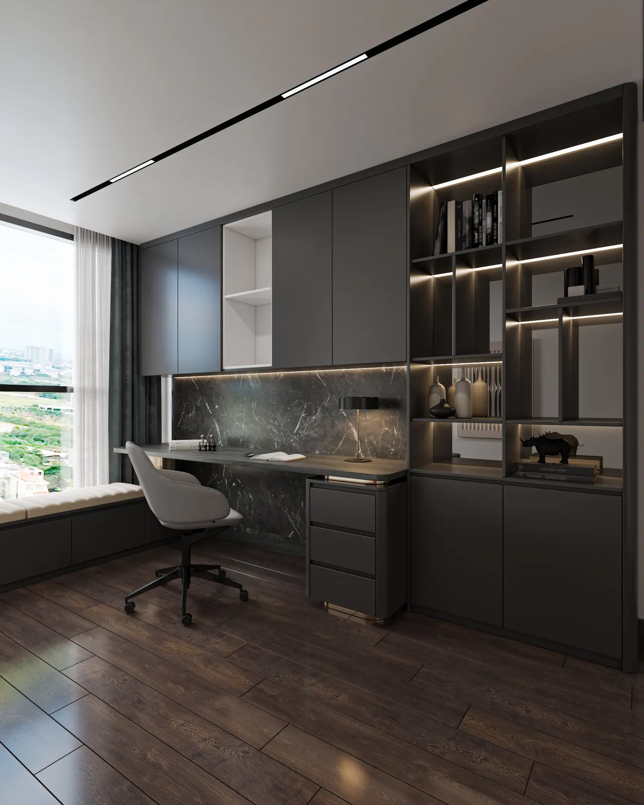 Concept nội thất phòng làm việc, thư giãn Căn hộ duplex D'Lusso Quận 2 phong cách Hiện đại Modern