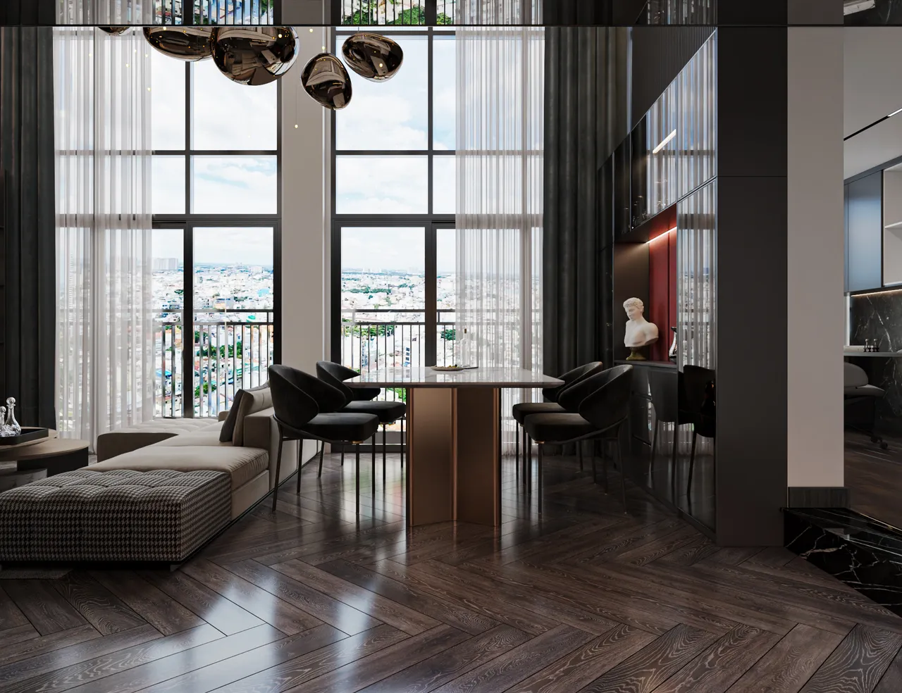 Concept nội thất phòng ăn Căn hộ duplex D'Lusso Quận 2 phong cách Hiện đại Modern