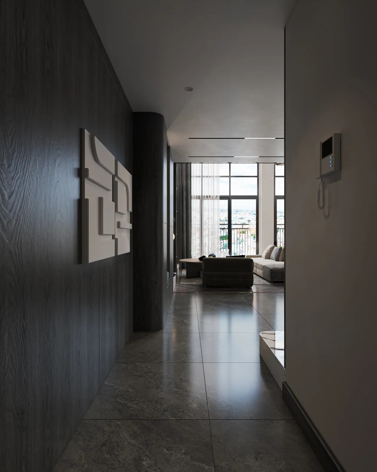 Concept nội thất lối vào Căn hộ duplex D'Lusso Quận 2 phong cách Hiện đại Modern