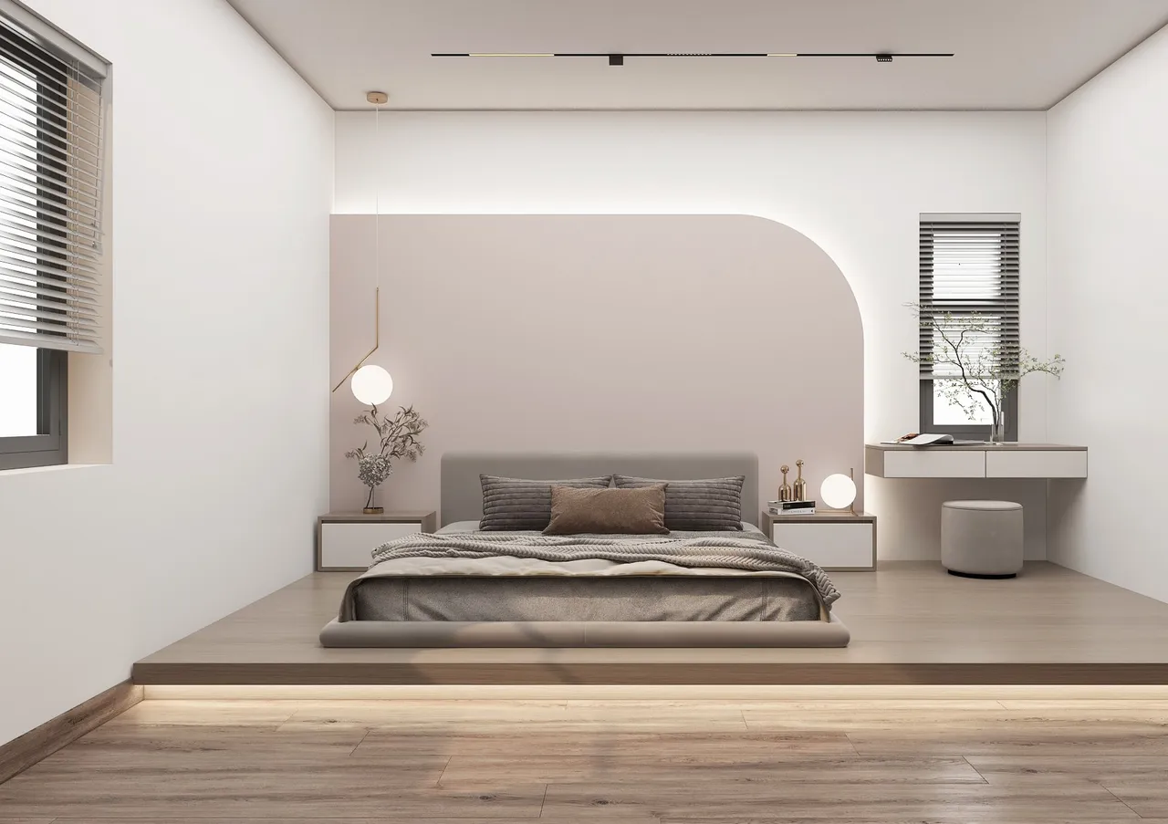Concept nội thất phòng ngủ Nhà phố Hóc Môn phong cách Japandi
