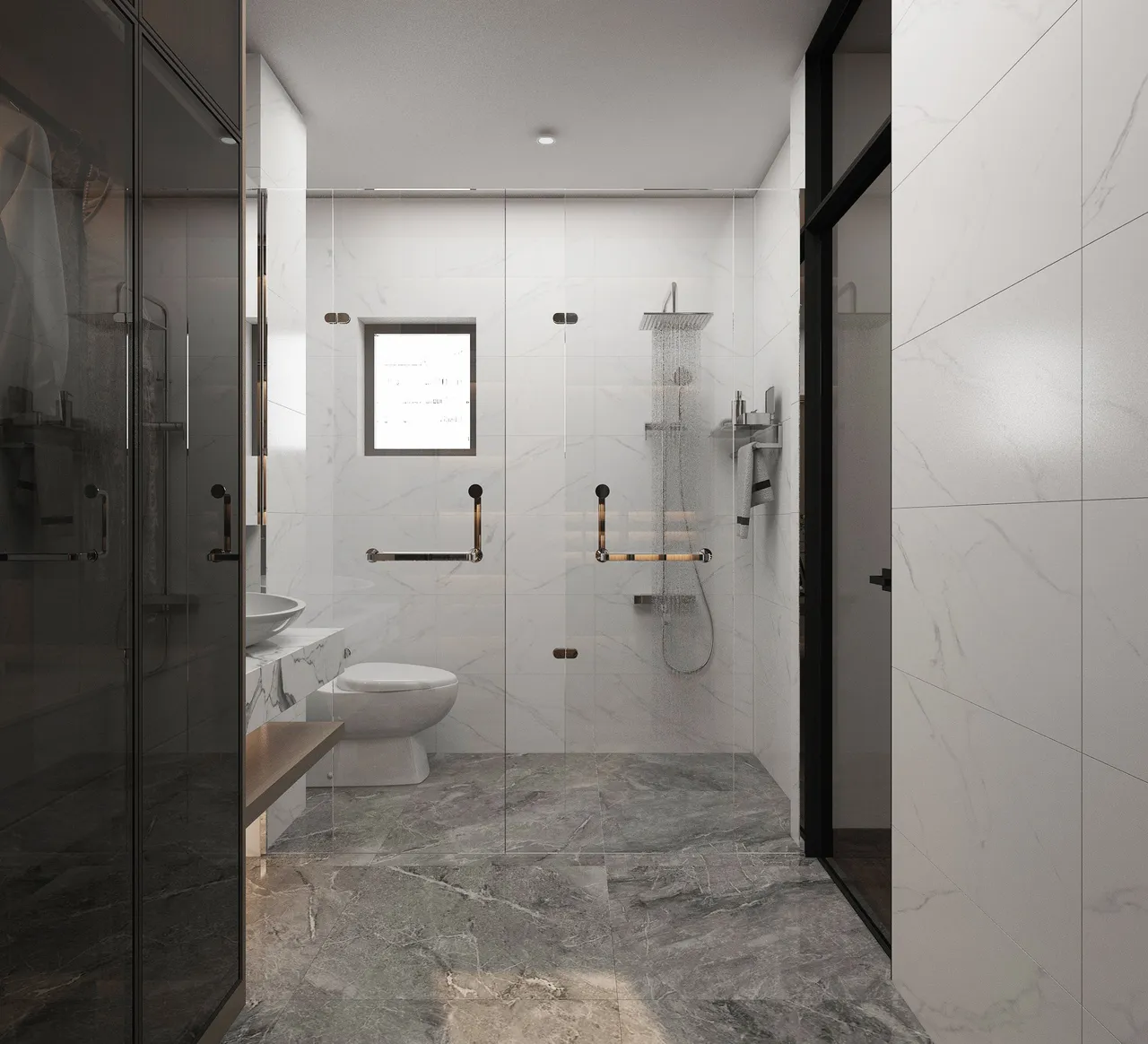 Concept nội thất phòng tắm, nhà vệ sinh Nhà phố Hóc Môn phong cách Hiện đại Modern