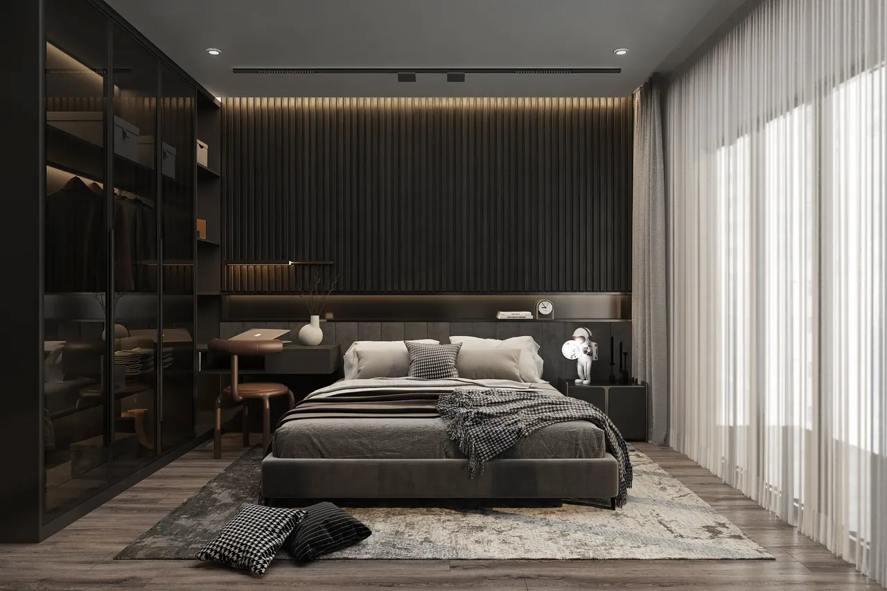 Concept nội thất phòng ngủ Nhà phố Hóc Môn phong cách Hiện đại Modern