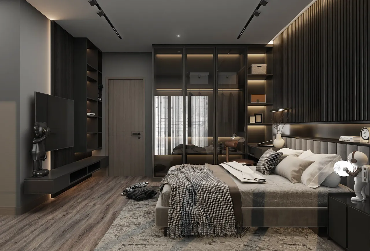 Concept nội thất phòng ngủ Nhà phố Hóc Môn phong cách Hiện đại Modern