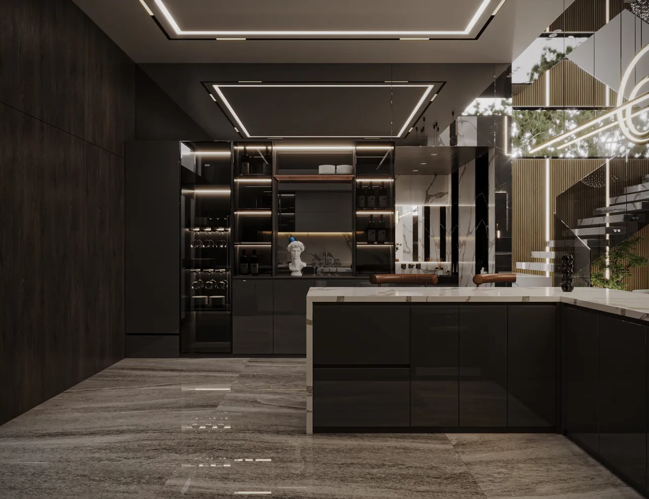 Concept nội thất nhà bếp Nhà phố Hóc Môn phong cách Hiện đại Modern