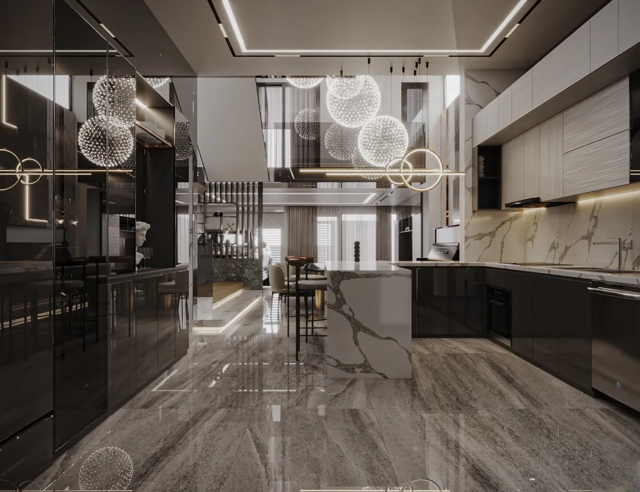 Concept nội thất nhà bếp Nhà phố Hóc Môn phong cách Hiện đại Modern