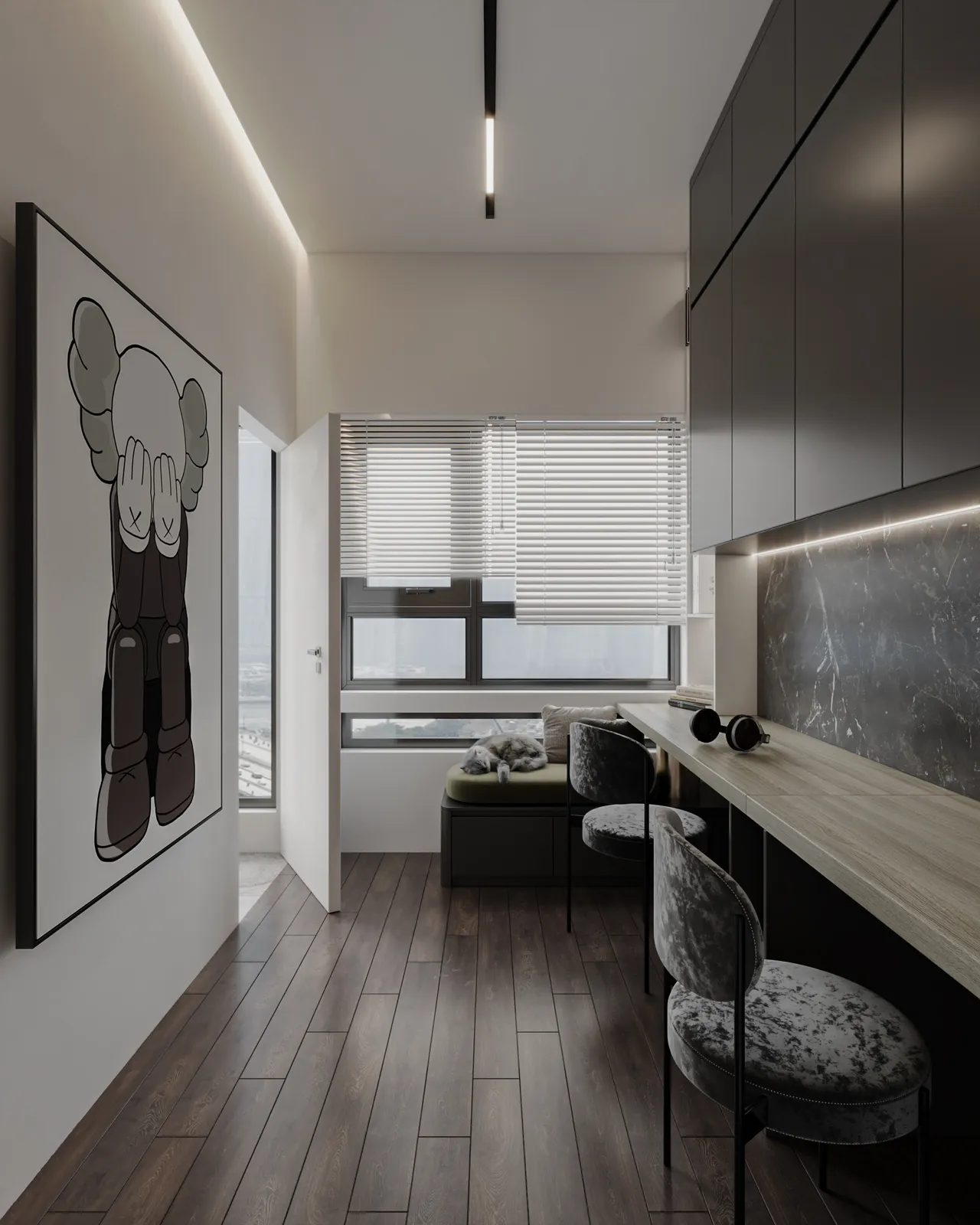 Concept nội thất phòng làm việc Nhà phố Hóc Môn phong cách Hiện đại Modern