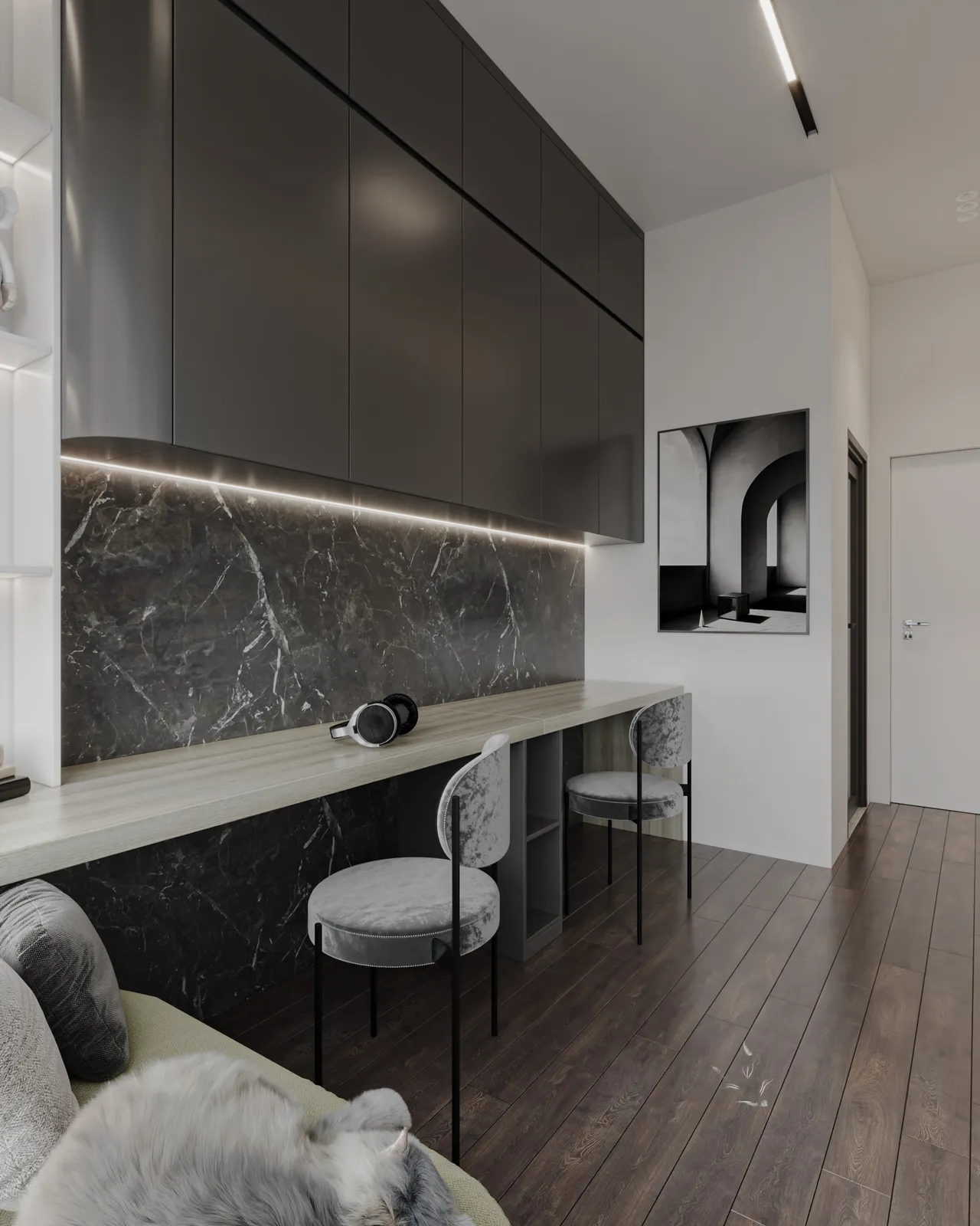 Concept nội thất phòng làm việc Nhà phố Hóc Môn phong cách Hiện đại Modern