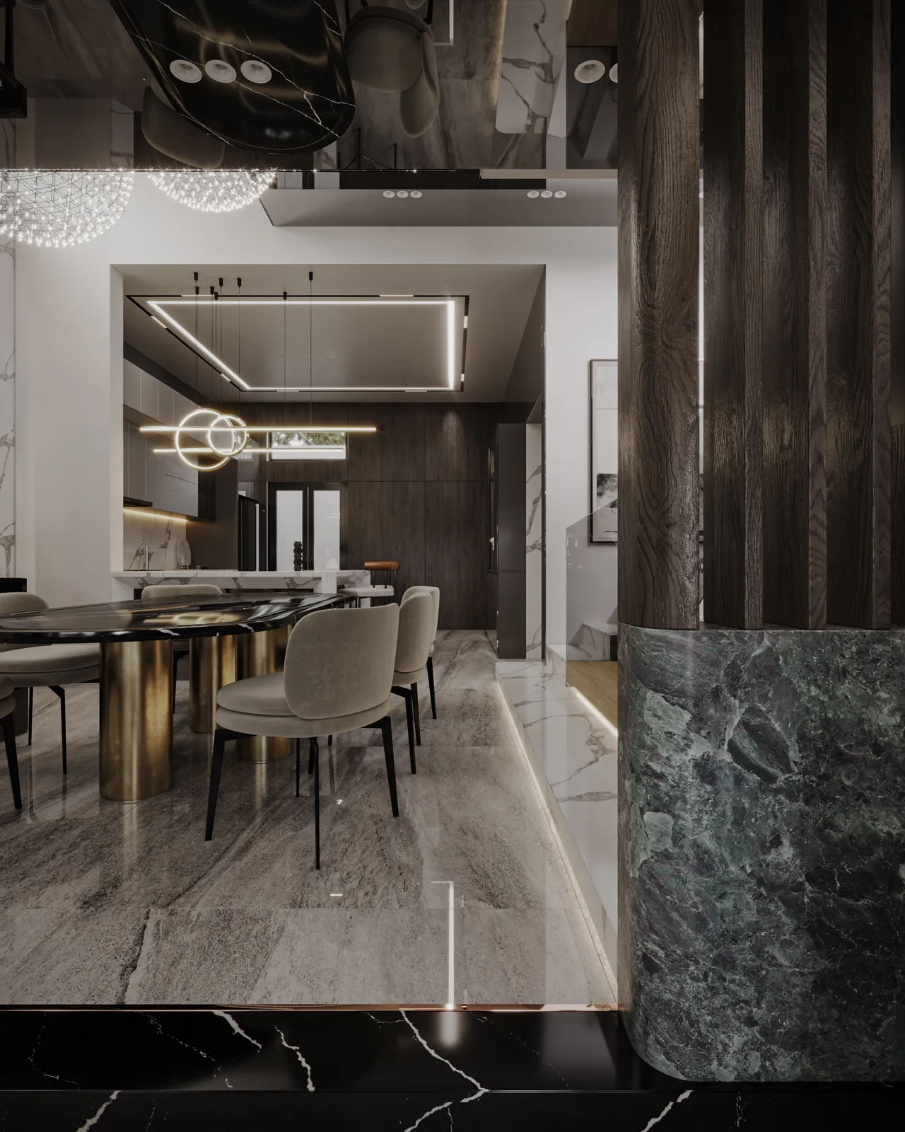 Concept nội thất phòng ăn Nhà phố Hóc Môn phong cách Hiện đại Modern