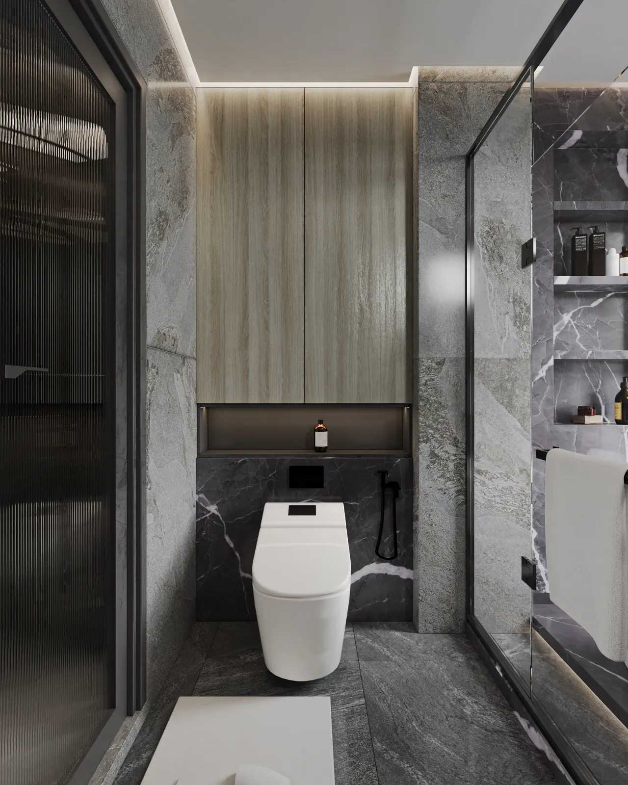 Concept nội thất phòng tắm, nhà vệ sinh trong phòng ngủ Nhà phố Hóc Môn phong cách Hiện đại Modern