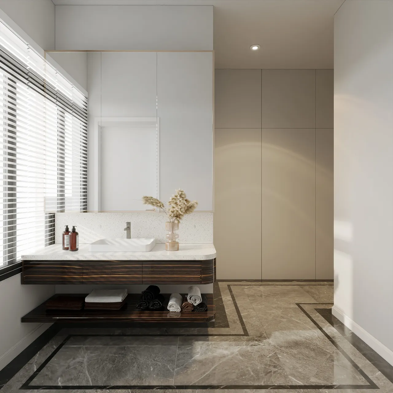 Concept nội thất nhà vệ sinh ở khu vực phòng sinh hoạt chung Biệt thự Đồng Nai phong cách Hiện đại Modern