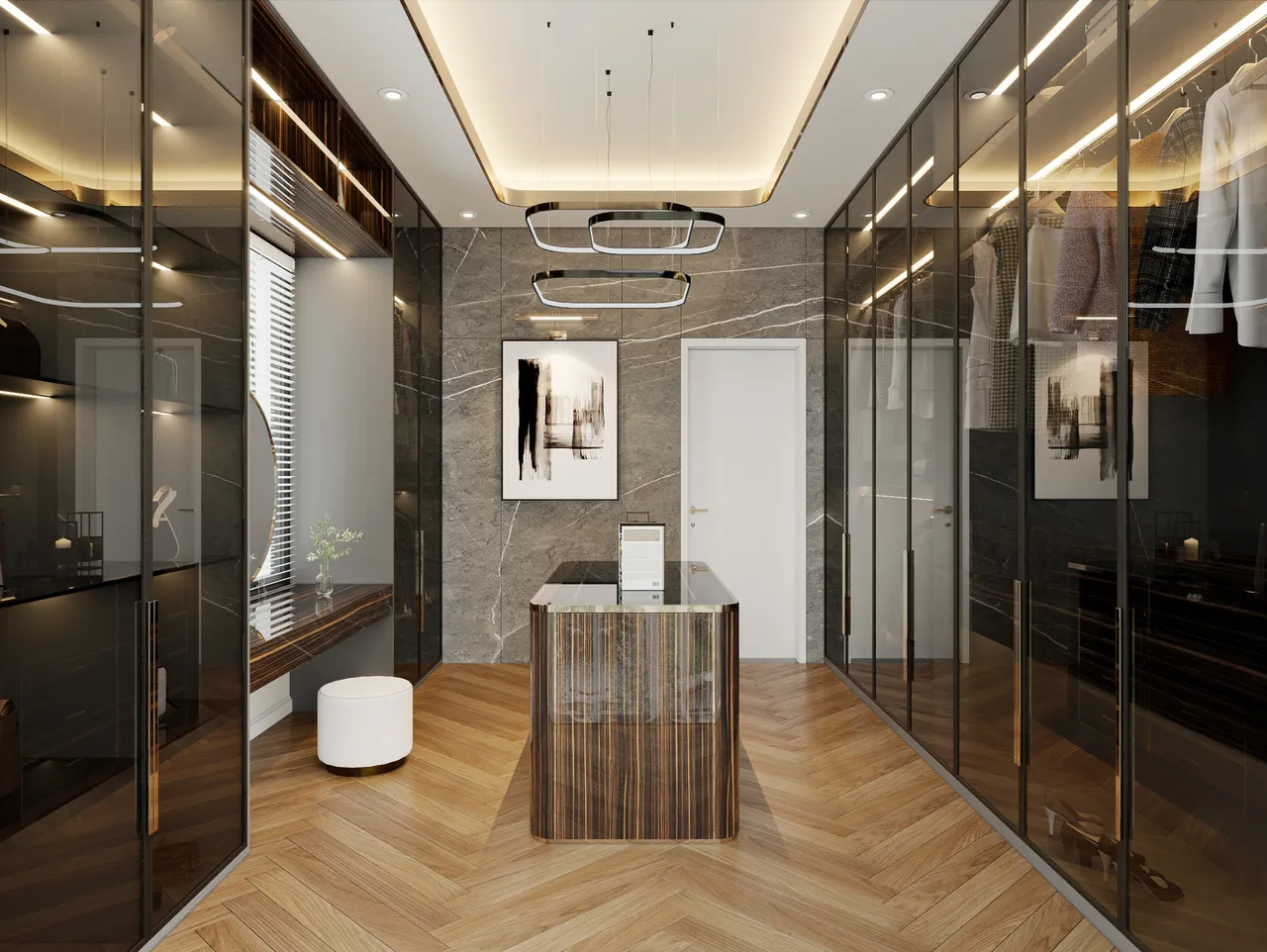 Concept nội thất phòng thay đồ Biệt thự Đồng Nai phong cách Hiện đại Modern