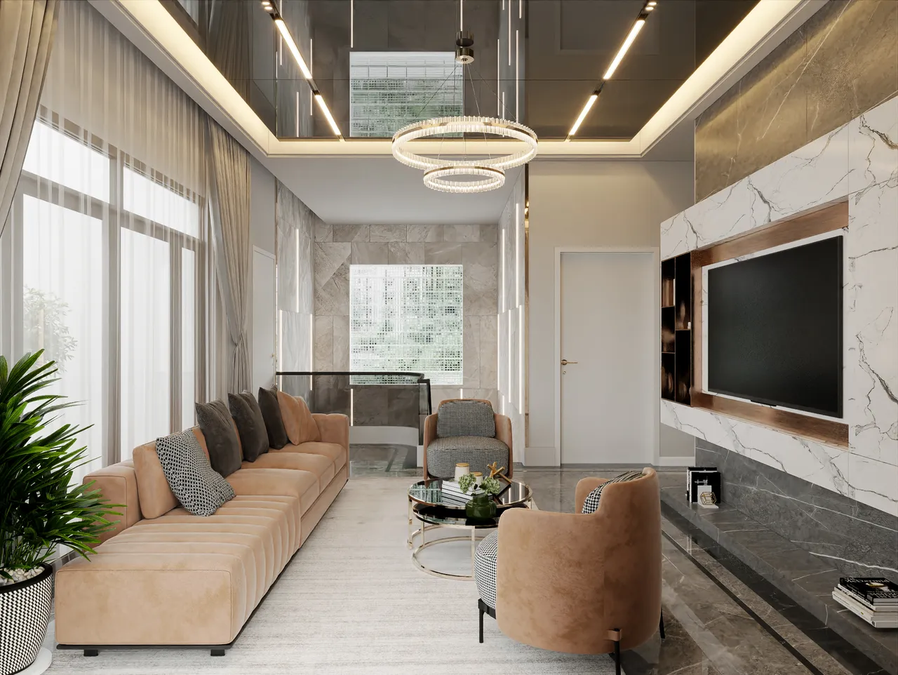 Concept nội thất phòng sinh hoạt chung Biệt thự Đồng Nai phong cách Hiện đại Modern
