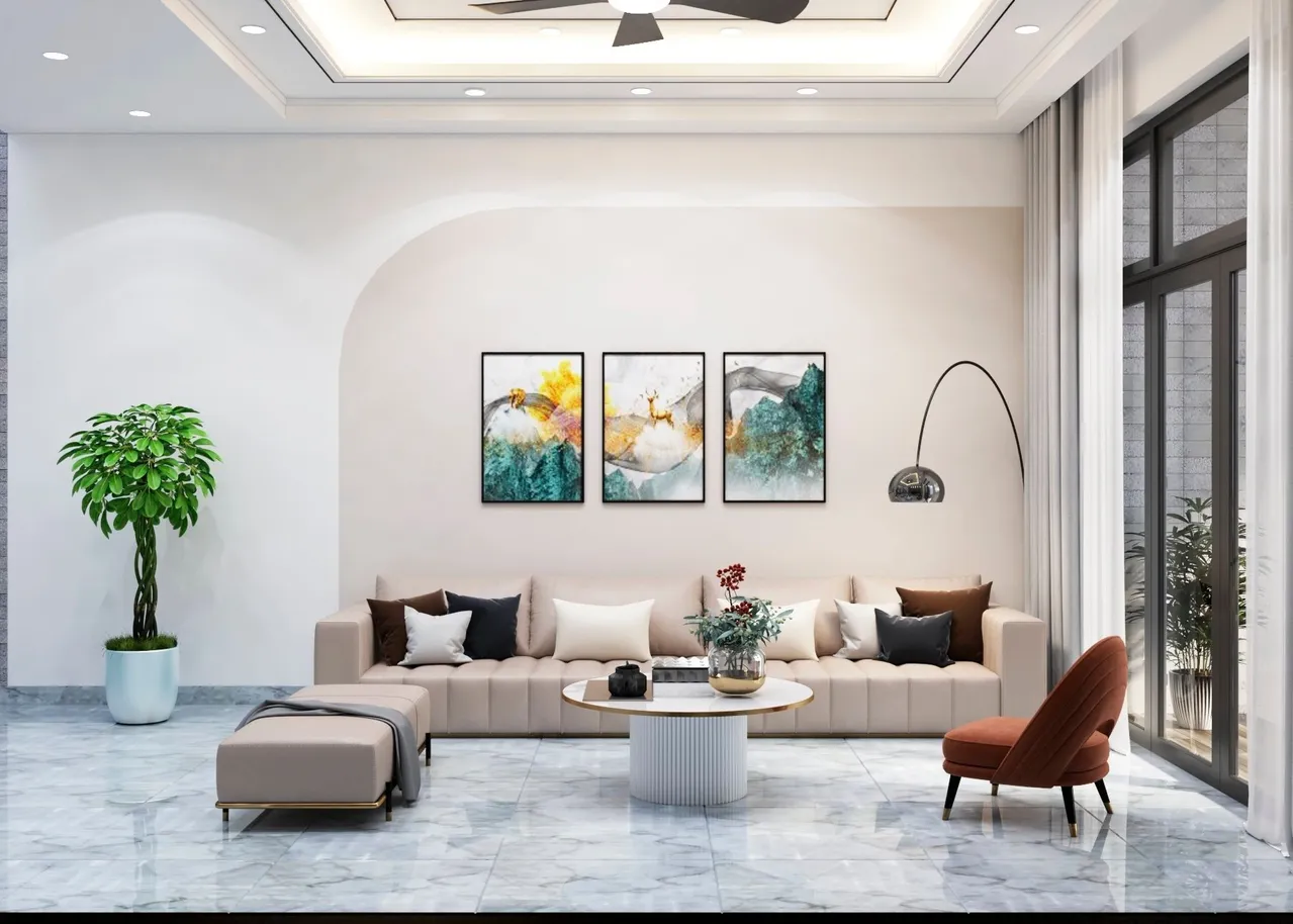 Concept nội thất phòng khách Nhà phố Biên Hòa, Đồng Nai phong cách Hiện đại Modern