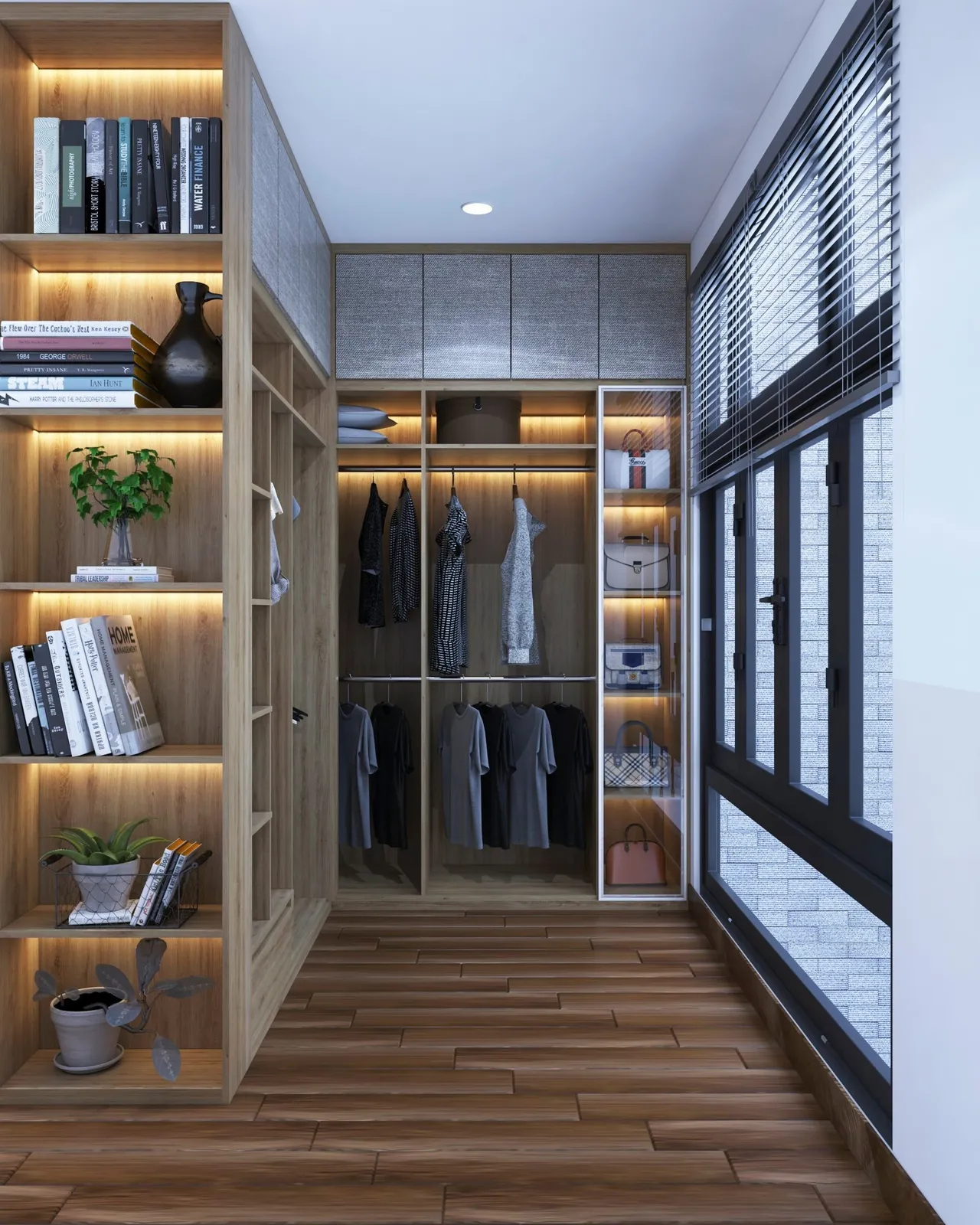 Concept nội thất khu vực thay đồ trong phòng ngủ master Nhà phố Biên Hòa, Đồng Nai phong cách Hiện đại Modern