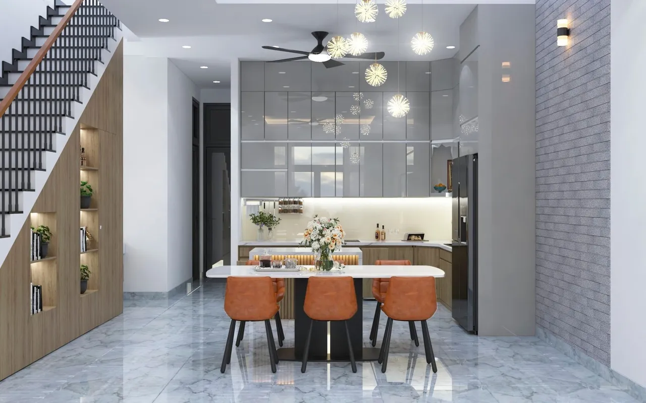 Concept nội thất phòng ăn, nhà bếp Nhà phố Biên Hòa, Đồng Nai phong cách Hiện đại Modern