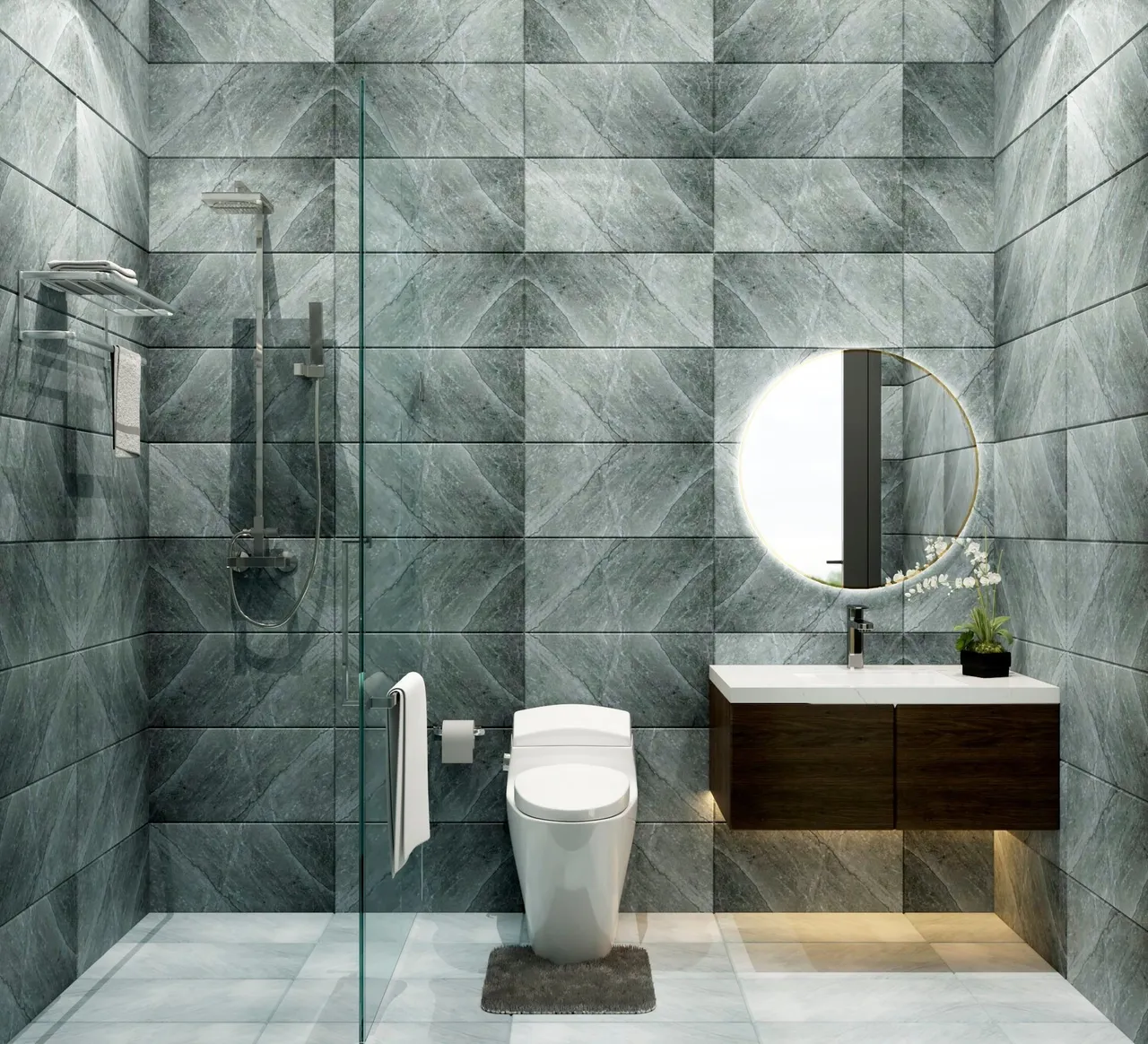 Concept nội thất phòng tắm, nhà vệ sinh Nhà phố Biên Hòa, Đồng Nai phong cách Hiện đại Modern