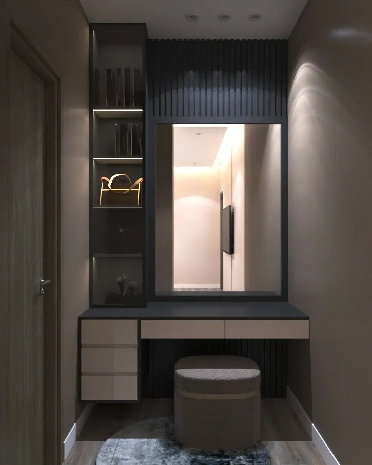 Concept nội thất khu vực trang điểm trong phòng ngủ Nhà phố An Giang phong cách Hiện đại Modern