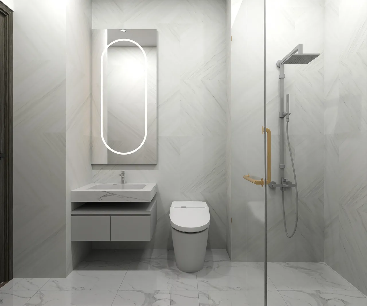 Concept nội thất phòng tắm, nhà vệ sinh Căn hộ The Western Capital phong cách Hiện đại Modern