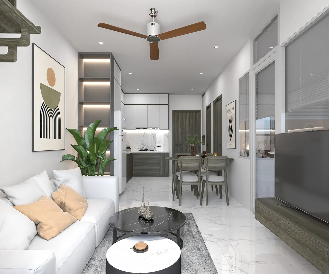 Concept nội thất phòng khách Căn hộ The Western Capital phong cách Hiện đại Modern