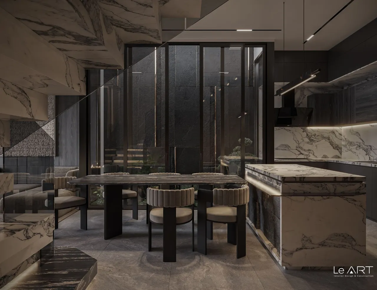 Concept nội thất phòng ăn, nhà bếp Nhà phố Tây Ninh phong cách Hiện đại Modern