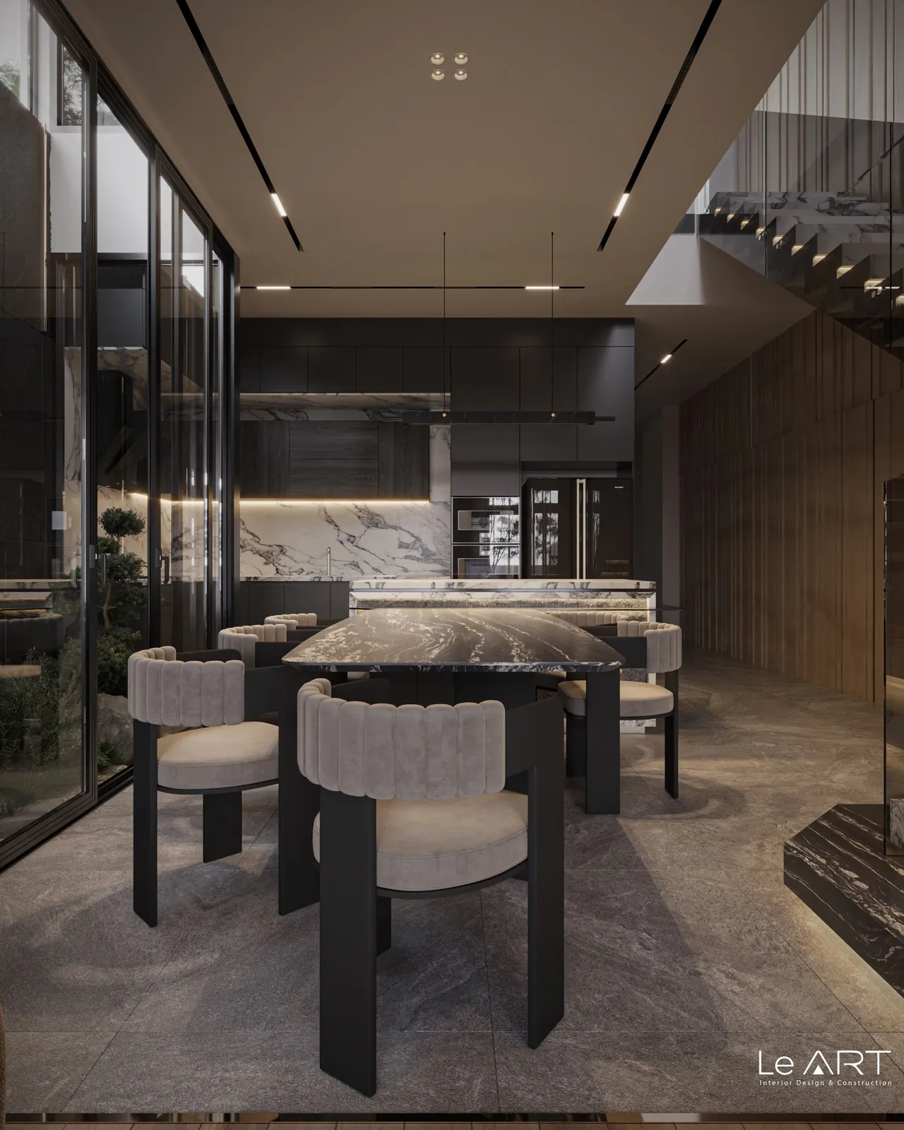 Concept nội thất phòng ăn, nhà bếp Nhà phố Tây Ninh phong cách Hiện đại Modern