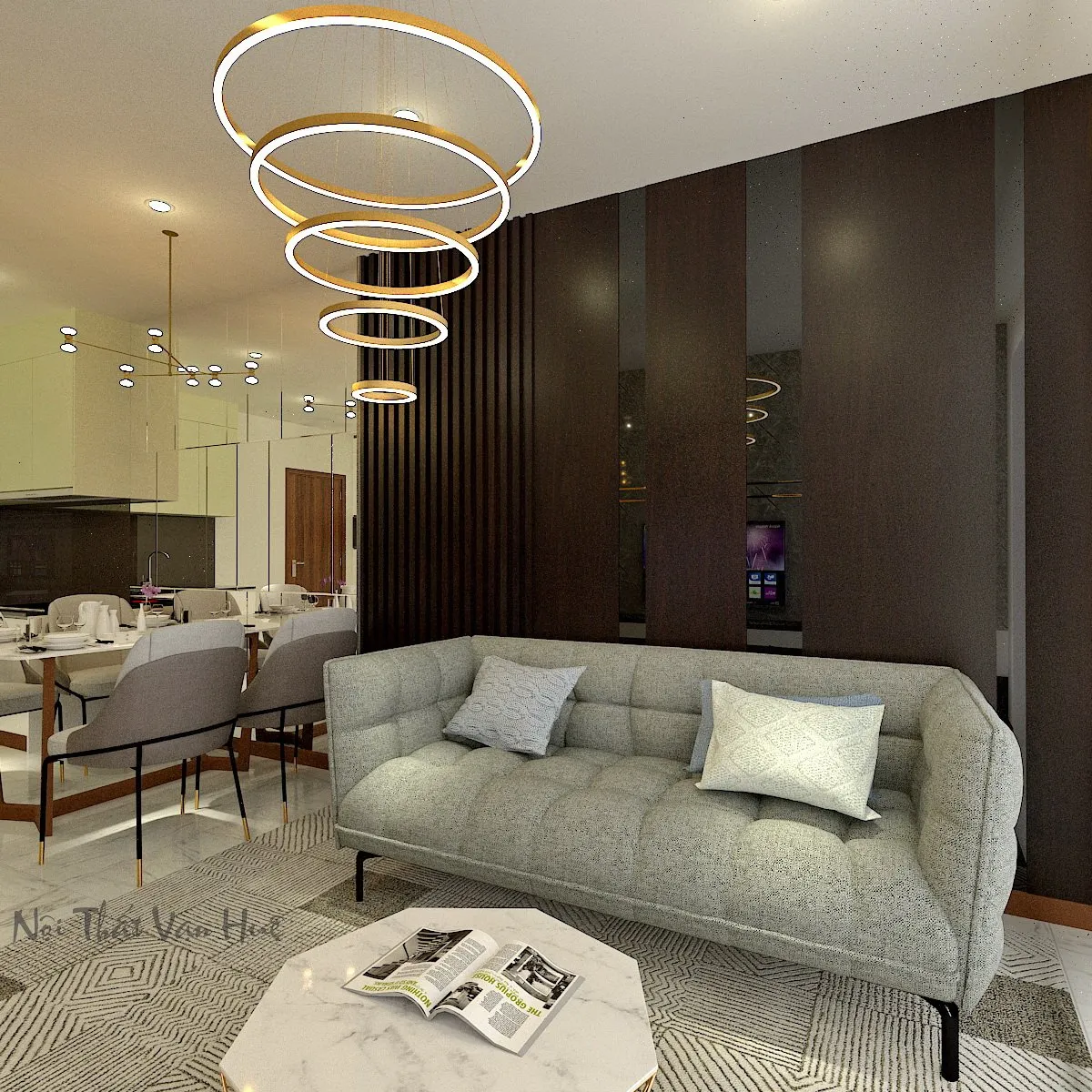 Concept nội thất phòng khách Căn hộ chung cư C Sky View phong cách Hiện đại Modern