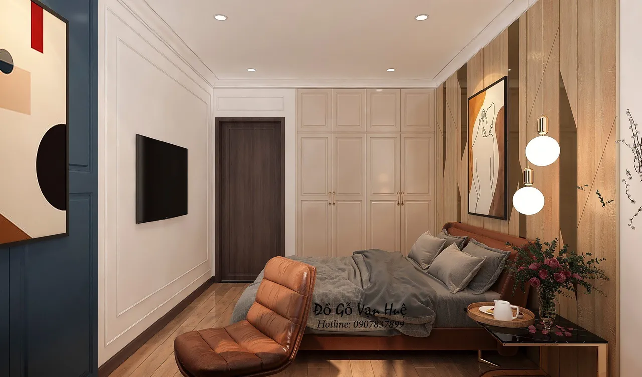 Concept nội thất phòng ngủ Căn hộ chung cư C Sky View phong cách Tân cổ điển Neo Classic