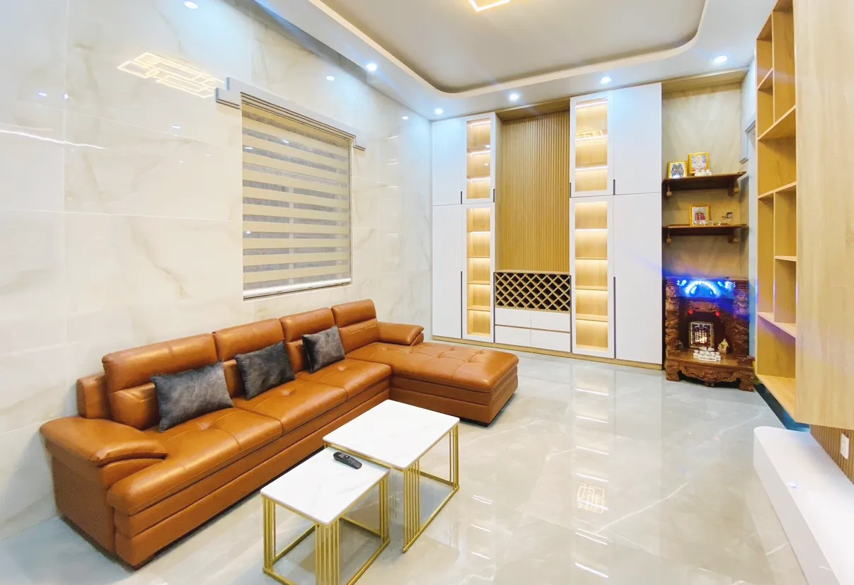 Hoàn thiện nội thất phòng khách Nhà phố Nhơn Trạch, Đồng Nai phong cách Hiện đại Modern