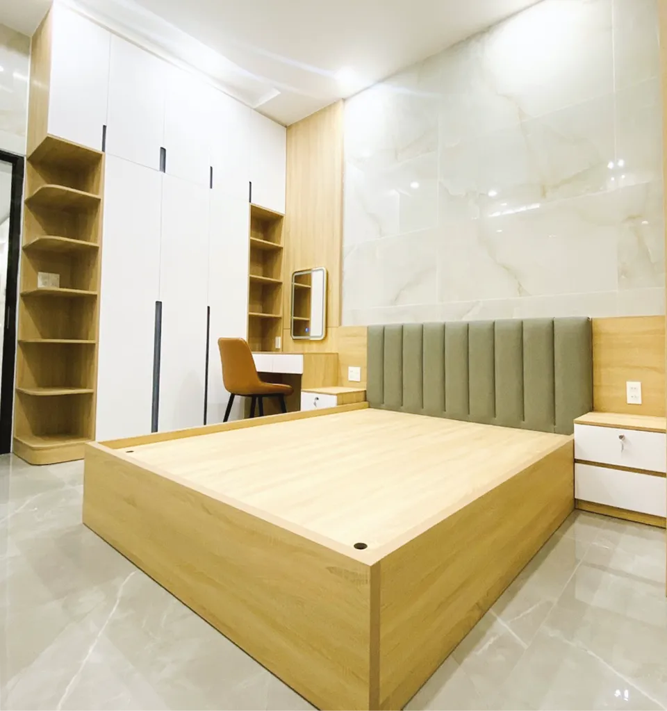 Hoàn thiện nội thất phòng ngủ Nhà phố Nhơn Trạch, Đồng Nai phong cách Hiện đại Modern