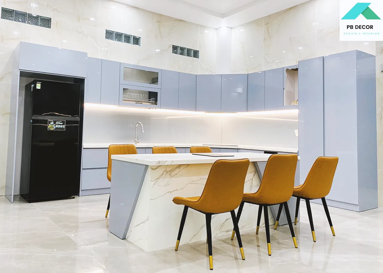 Hoàn thiện nội thất phòng ăn, nhà bếp Nhà phố Nhơn Trạch, Đồng Nai phong cách Hiện đại Modern