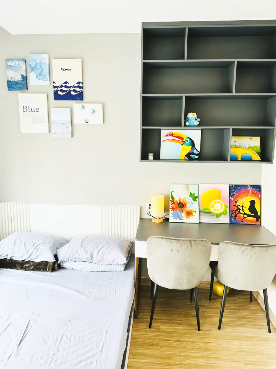 Hoàn thiện nội thất phòng ngủ Căn hộ chung cư Vinhomes Quận 9 phong cách Hiện đại Modern