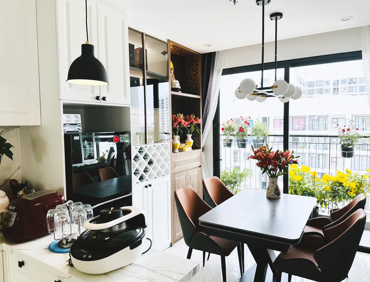 Hoàn thiện nội thất phòng ăn Căn hộ chung cư Vinhomes Quận 9 phong cách Hiện đại Modern