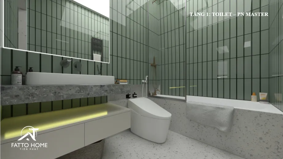 Concept nội thất phòng tắm, nhà vệ sinh trong phòng ngủ master Nhà phố shophouse Imperia Grand Plaza Đức Hòa phong cách Hiện đại Modern