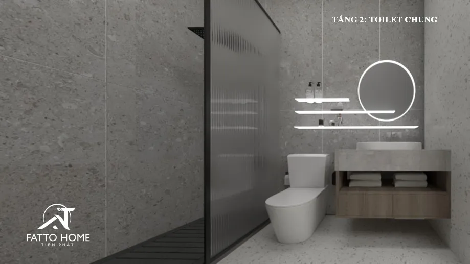 Concept nội thất phòng tắm, nhà vệ sinh chung Nhà phố shophouse Imperia Grand Plaza Đức Hòa phong cách Hiện đại Modern