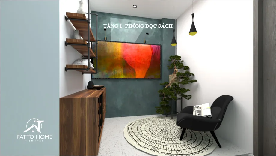 Concept nội thất phòng đọc sách Nhà phố shophouse Imperia Grand Plaza Đức Hòa phong cách Hiện đại Modern