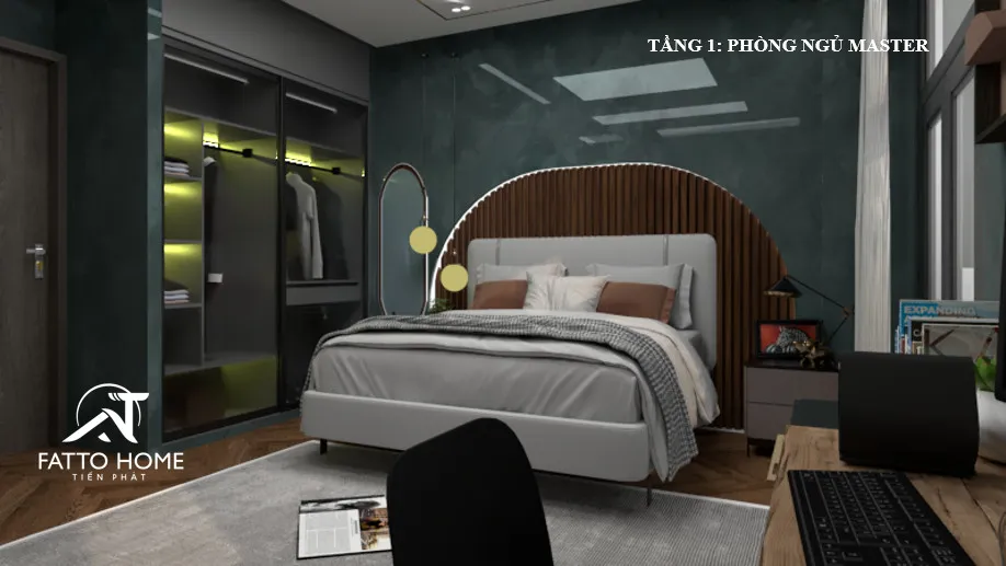 Concept nội thất phòng ngủ master Nhà phố shophouse Imperia Grand Plaza Đức Hòa phong cách Hiện đại Modern