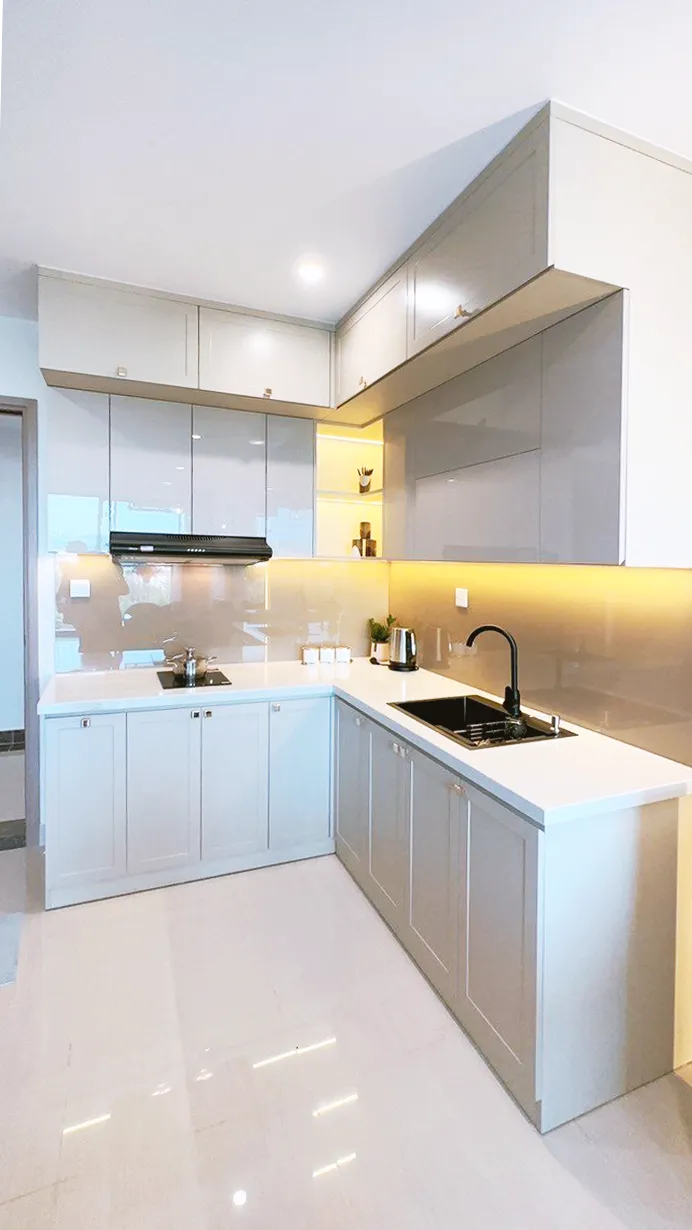 Hoàn thiện nội thất nhà bếp Căn hộ Vinhomes Q9 phong cách Hiện đại Modern