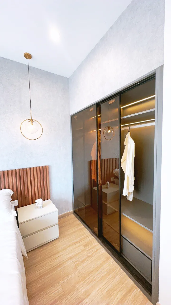 Hoàn thiện nội thất phòng ngủ master Căn hộ Vinhomes Q9 phong cách Hiện đại Modern