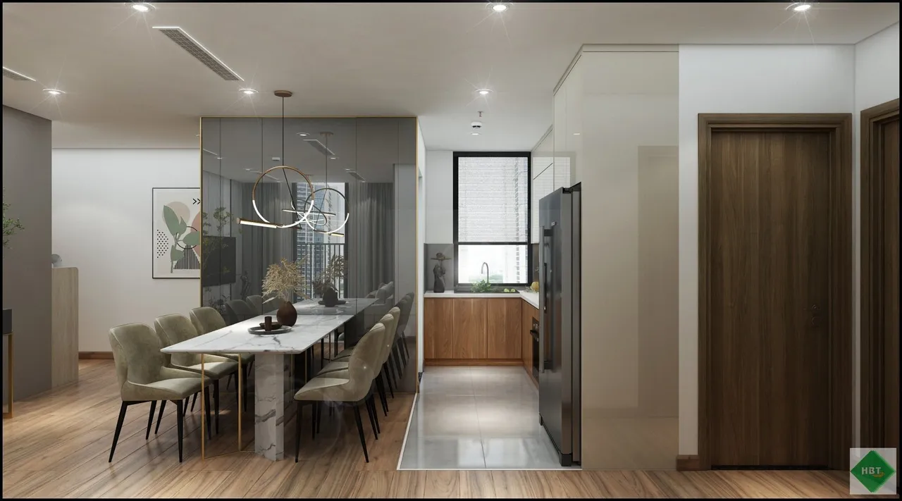 Concept nội thất phòng ăn, nhà bếp Căn hộ Eco Green Quận 7 phong cách Hiện đại Modern