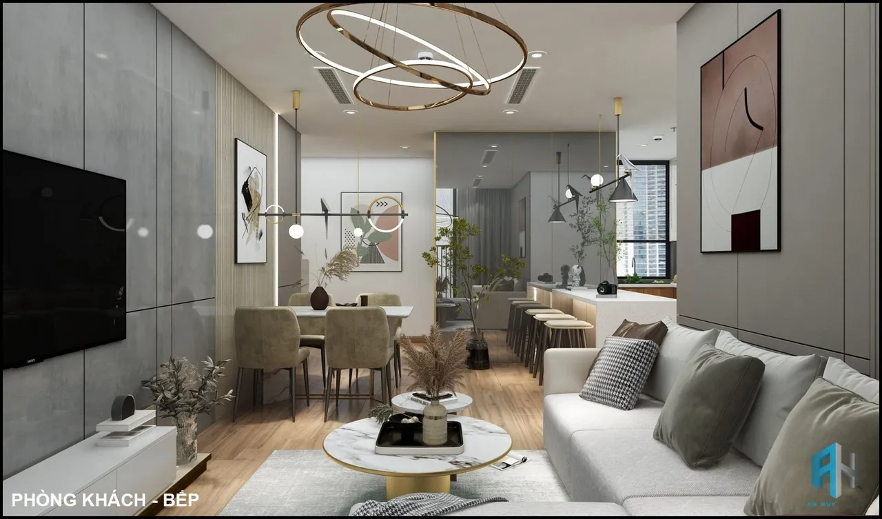 Concept nội thất phòng khách, phòng ăn Căn hộ Eco Green Quận 7 phong cách Hiện đại Modern