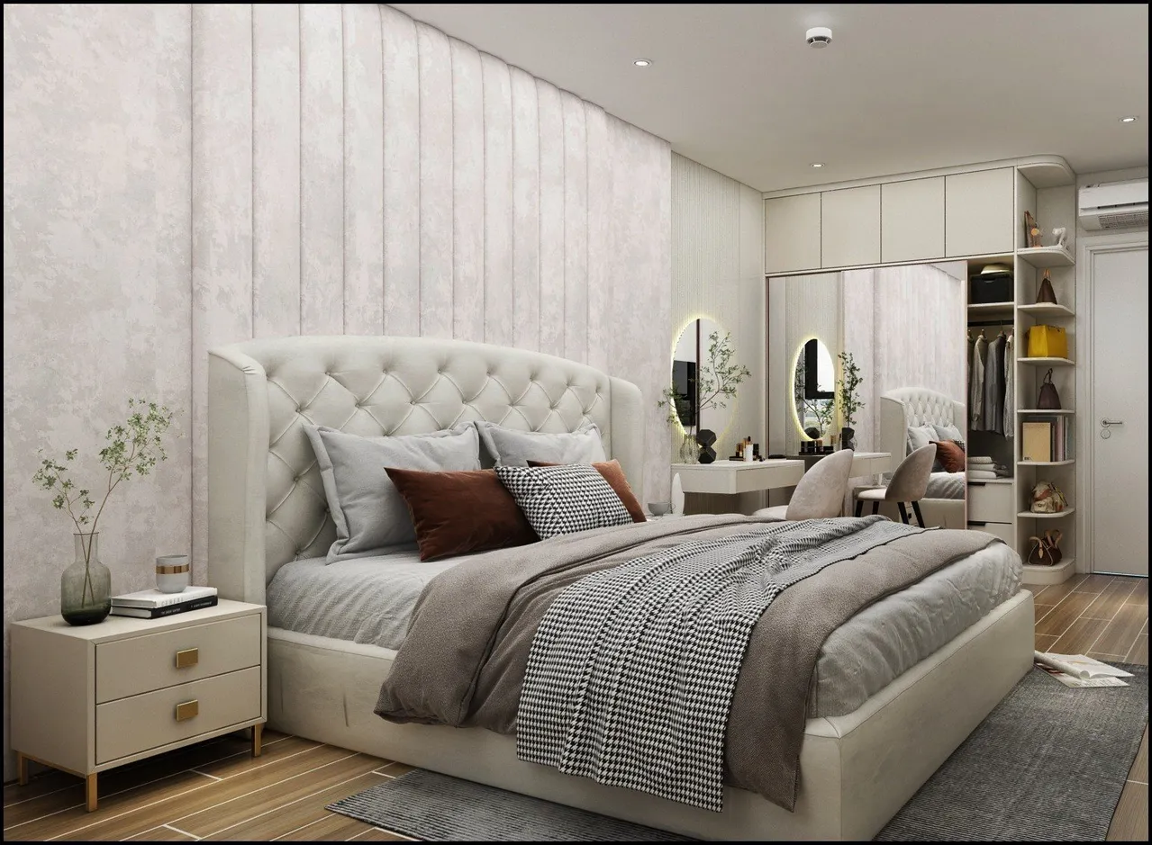 Concept nội thất phòng ngủ master Căn hộ Thủ Thiêm Dragon phong cách Tân cổ điển Neo Classic
