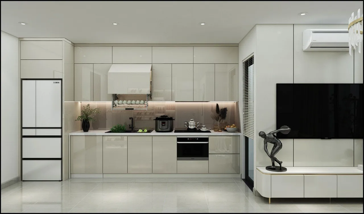 Concept nội thất nhà bếp Căn hộ Thủ Thiêm Dragon phong cách Hiện đại Modern