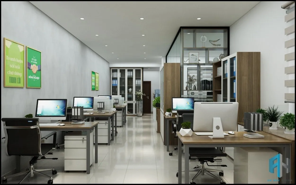 Concept nội thất khu vực làm việc chung Văn phòng Công ty Lins Quận Tân Bình