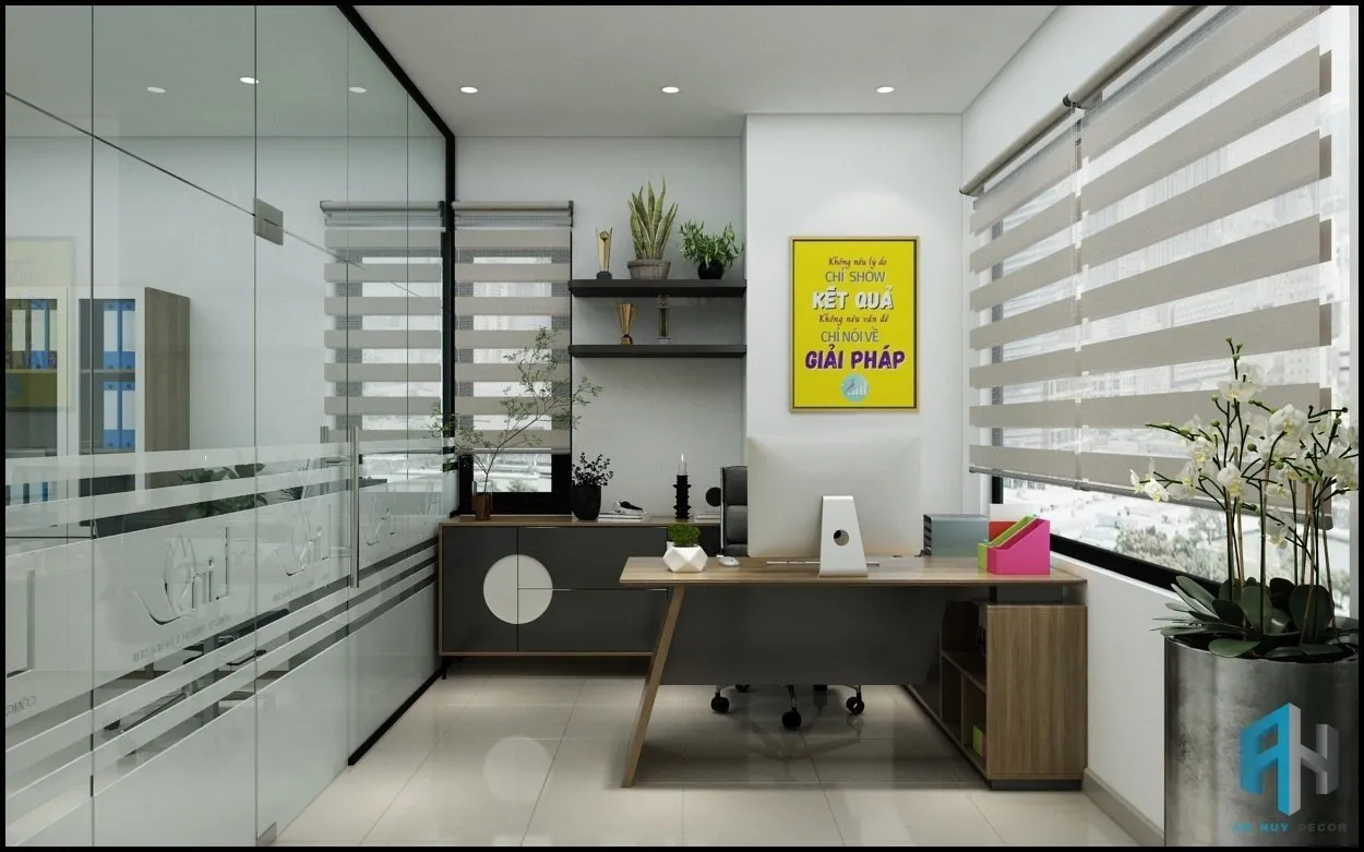 Concept nội thất phòng giám đốc Văn phòng Công ty Lins Quận Tân Bình