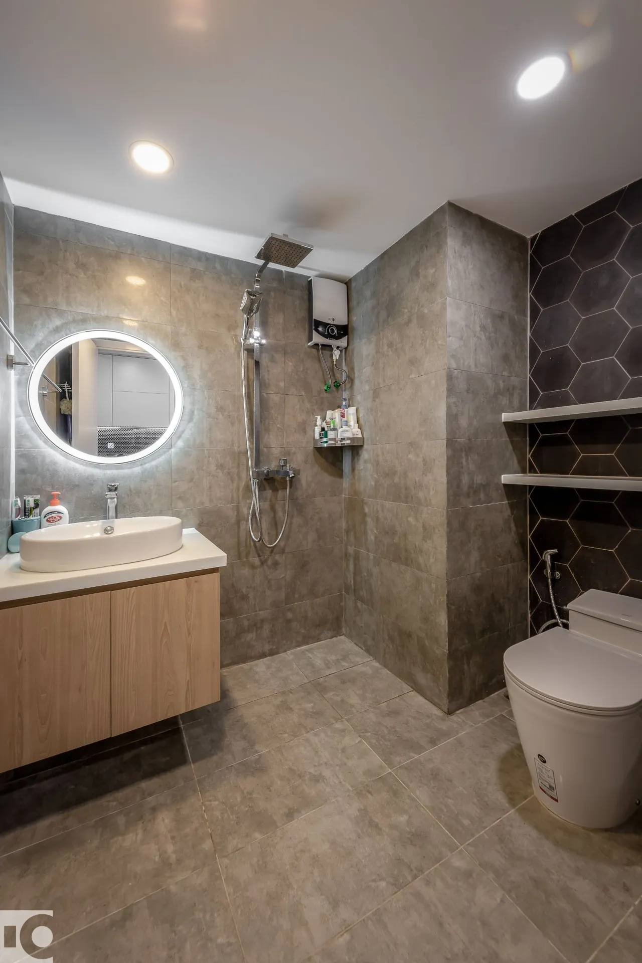 Hoàn thiện nội thất phòng tắm, nhà vệ sinh Căn hộ chung cư An Lộc phong cách Tối giản Minimalist