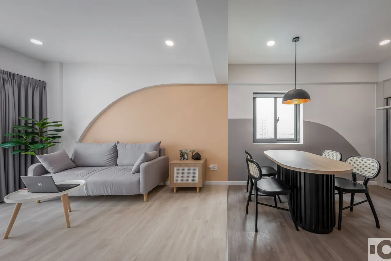 Hoàn thiện nội thất phòng khách Căn hộ chung cư An Lộc phong cách Tối giản Minimalist