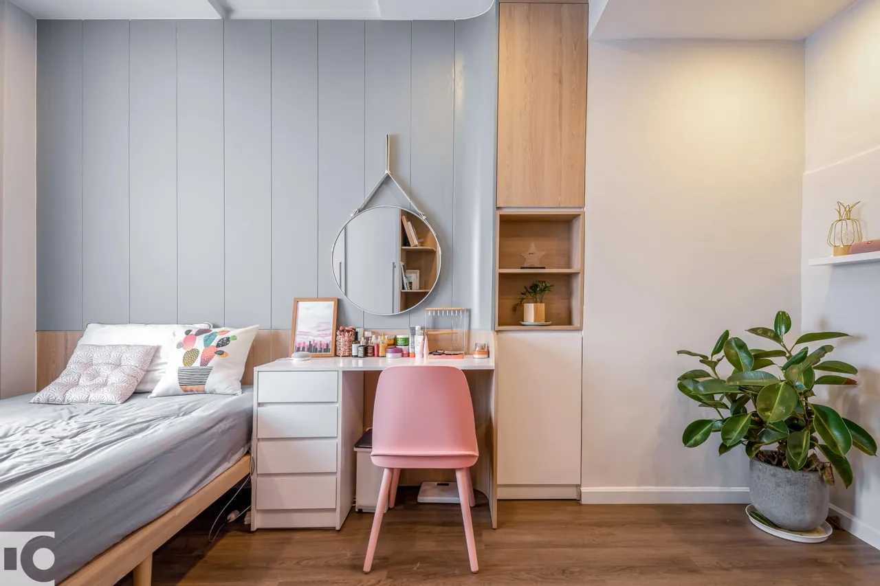 Hoàn thiện nội thất phòng ngủ Căn hộ chung cư Thạnh Mỹ Lợi phong cách Tối giản Minimalist